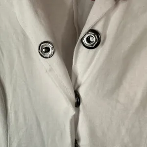 Black Label Womens Medium White Deconstructed Jersey Snap Blazer Cardigan Top thumbnail 4