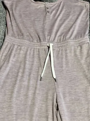 Womens large Vuori Falls wide leg sleeveless henley jumpsuit-rosemary heathered thumbnail 9