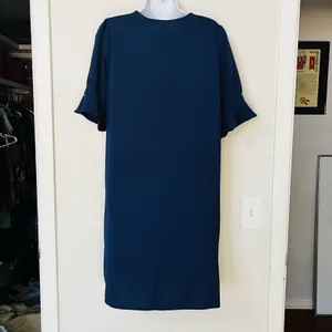 Wkior Shift Dress V Neck Short Ruffle Sleeves Casual Flowy Blue Tan Beach Sexy thumbnail 3