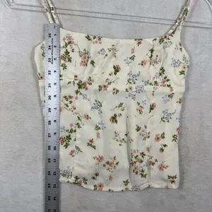 Reformation Floral Smocked Back Cami Top Cream Pink Blue Size 0 RN143248 thumbnail 5