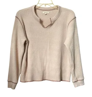 Madewell waffle split neck tee size M thumbnail 1