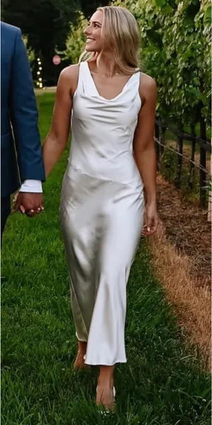 White Satin Cowl Neck Open thumbnail 1