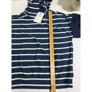 NWT Chaser Navy‎ Stripe Mixed Media Hooded Sweatshirt Small thumbnail 9