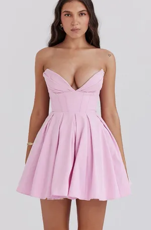 New✨ House of CB Mar Strapless Mini Dress in Cotton Candy Pink Size Medium - NWT thumbnail 1