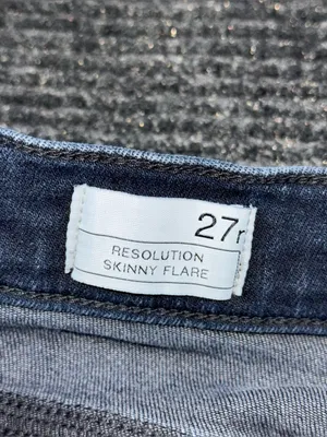 Gap 1969 Resolution Skinny Flare Jeans Dark Wash Faded 27 R High Rise Retro Boho thumbnail 7