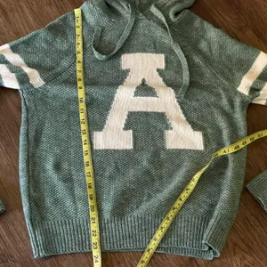 NWT Long Sleeve Drawstring Hooded Sweater Green White Large thumbnail 10