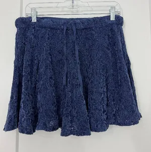 New Aerie Size Medium Velvet Lace Trim Mini Skirt Navy Blue thumbnail 1