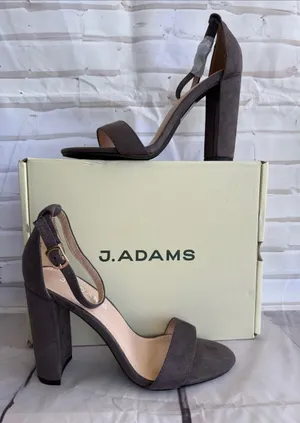 J. Adams Shirley Grey Suede Block Heel Sandals thumbnail 1
