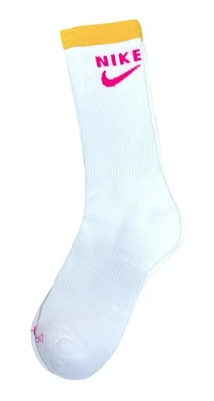 Nike White and Yellow Athletic Crew Socks Medium thumbnail 1