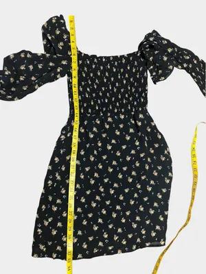 Maje Rithik Black Camel Floral Smocked Mini Dress Size 36 US 4 Small thumbnail 11
