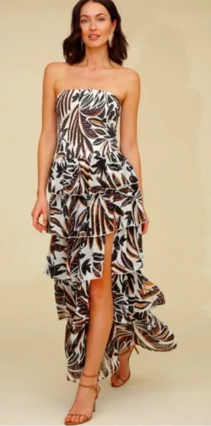 NWT Avec les filles Bali Garden midi dress Size Large thumbnail 1