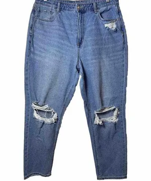 American Eagle Jeans Womens Mom Distressed Holes In Knees High Rise Size 16R thumbnail 1