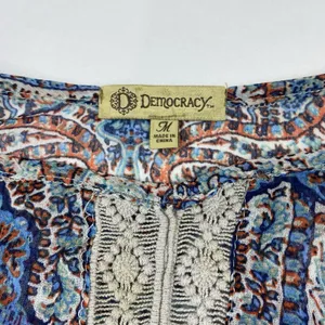 Democracy Size Medium Sheer Blouse Top‎ Lace Balloon Sleeve 20"x22" Lightweight thumbnail 8