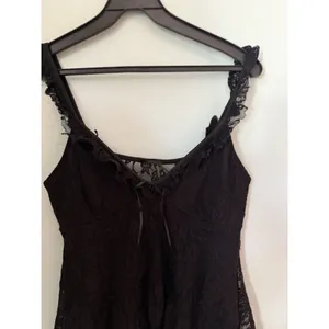 Vtg Layered Lace Tank Top Size M Black Lace Babydoll USA Y2K Grunge Coquette thumbnail 3