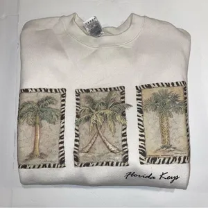 Fruit of the Loom Vintage Florida Keys cozy soft sweatshirt oversized large cream crew neck thumbnail 3