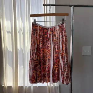 90s Vintage Lapis Midi Skirt M Boho Print Mesh Pleated Panel Summer Whimsy Fairy thumbnail 9