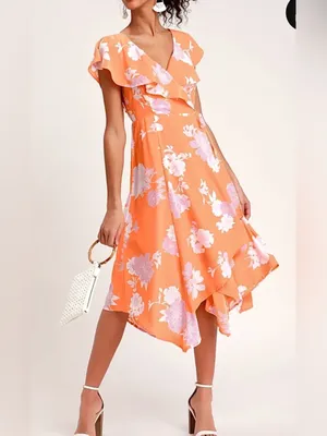 Lulu's Size XL Garden of Joy Floral Ruffled Wrap Dress w/Asymmetrical Hem NWT thumbnail 12