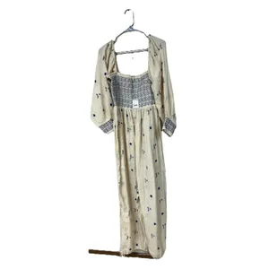 Free People Dahlia Embroidered Jumpsuit Smocked Off The Shoulder Pull-On Med NEW thumbnail 2
