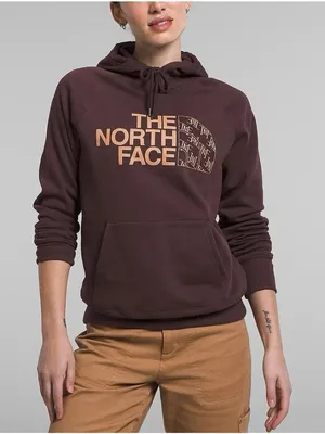 The North Face Half Dome Hoodie Womens Large Brown Spell Out Logo Pullover Trail thumbnail 1