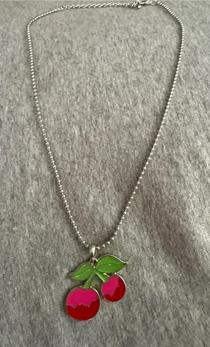 Cherry Pendant Necklace in Pink, Red and Green Pink thumbnail 1