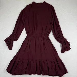 Rachel Pally Burgundy Ruffle Bell Sleeve Mini Dress XS Maroon Button Front‎ Boho thumbnail 9
