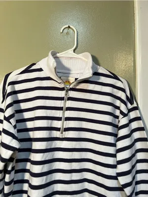 C&C California Women's Size Small Half Zip Sweatshirt White Navy‎ Stripes Cotton thumbnail 3