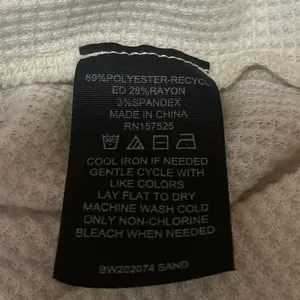 WSLY Cream Long Sleeve Waffle Knit Lettuce Henley Thermal Sweater Top Size L thumbnail 4