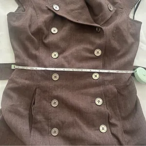 Calvin Klein Sleeveless Trench Dress – Brown Belted Double Breasted A-Line thumbnail 9