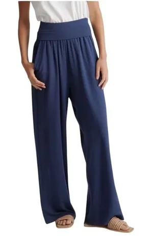 Quince French Terry Modal Wide Leg Pants Women Medium Navy Lounge Athleisure thumbnail 1