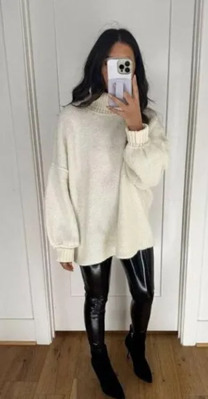 FREE PEOPLE Milo Tunic Sweater in Evening Cream Size X-Small thumbnail 2