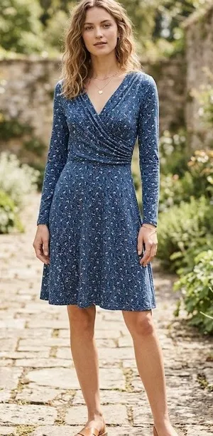 Boden Blue Surplus Print Georgia Mini Dress Womens 10 Casual Comfort Summer thumbnail 1