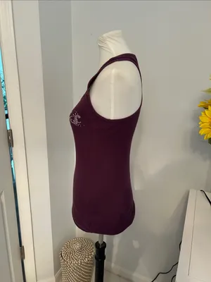 💗😻 Cutest y2k GUESS Plum Rhinestone Logo Ribbed Tank thumbnail 3