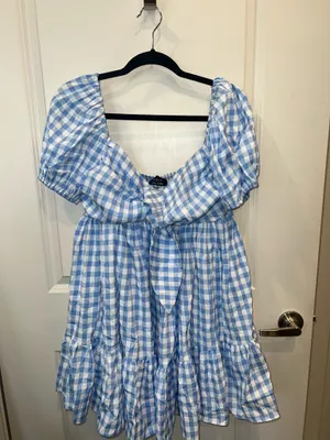 VICI Blue Gingham Tie-Front Dress – Size XL (Never Worn) thumbnail 2
