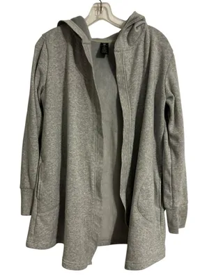 Active Life Heather Gray Hoodie Open SZ SM Fleece Soft Terry Inside Pockets thumbnail 1