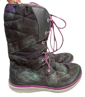 Merrell Pechora Women's 8 Winter Boots Dragonfly Insulated Lace Up Nylon Leather thumbnail 1