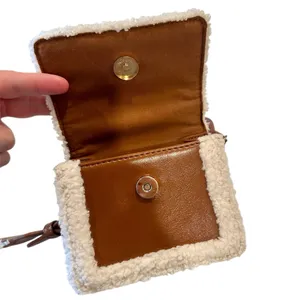 Forever 21 Light Brown and Cream Faux Shearling-Trim Crossbody Mini Bag thumbnail 4