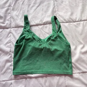 OFFLINE by Aerie Real Me Strappy Sports Bra Green V-Neck Crop Tank Medium Active thumbnail 4