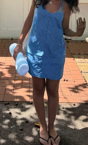Cute asos jeans dress petite thumbnail 1