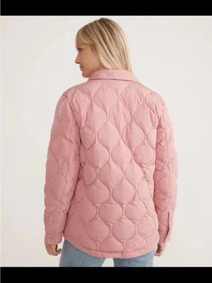 Marine Layer Leslie Puffer Down Quilted Overshirt Jacket Pink Mauve Size S thumbnail 3