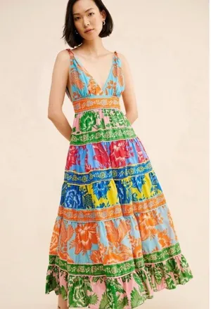 • FARM Rio • NWOT Lace Garden Mix Maxi Dress Size Small thumbnail 8