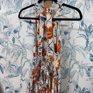 Abel the label Elegant Floral Maxi Dress in Orange and Blue thumbnail 2