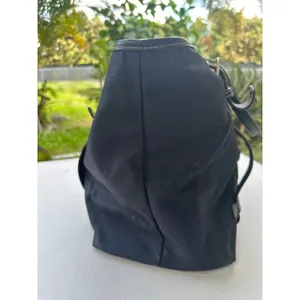 Dooney & Bourke #K0339891 Black Nylon Leather Trim Snap Buttons Pocket Tote Bag thumbnail 4