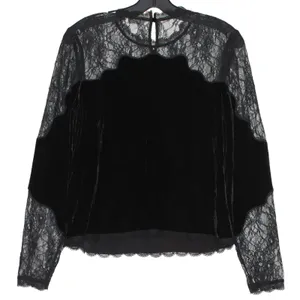 Joie Top Velvet Lace Whimsigoth Witchy Coquette Romantic Victorian Black Small thumbnail 2