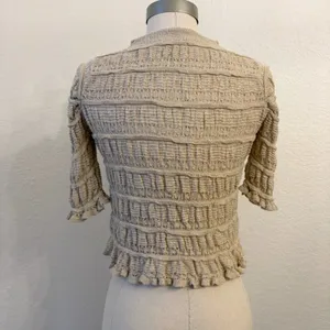 Natural Life Cardigan S Cottagecore Ruffle Pointelle Knit Cropped Peasant Hippie thumbnail 7
