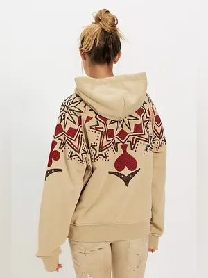 🆕 Free People X Denim And Bone | Playing Card Hoodie | Sz: M thumbnail 2
