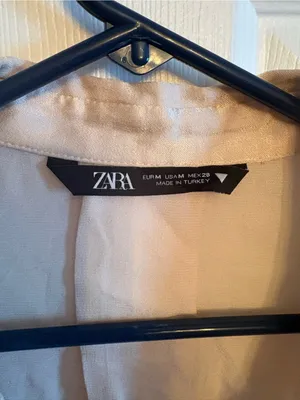 ZARA Satin Cropped Button-Down Top - Champagne, M thumbnail 3
