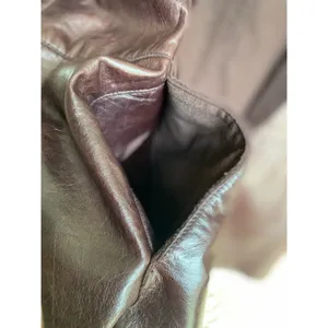 Anne Klein Leather Long Coat Brown Made in Korea Open Front Minimalist Classic L thumbnail 8