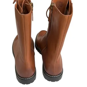 EUC J. Crew Leather Gwen Lace Up Lug Sole Mid-Calf Boots Brown Size 10 thumbnail 8