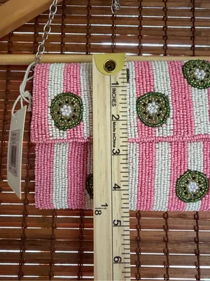 Sol and Mer Beaded Kiwi Striped Clutch Crossbody Bag NWT thumbnail 4
