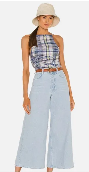 Free people We The Free Ultra Wide Leg Jeans cropped high waisted 28 light wash thumbnail 1